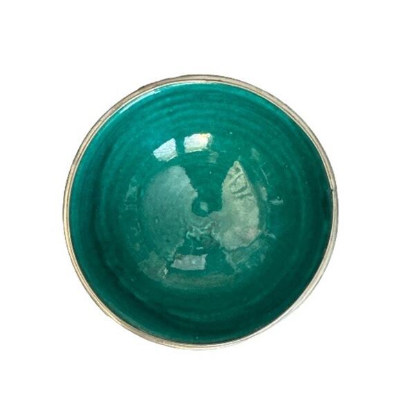 Vintage Green Silver Trimmed Moroccan SAFI Serving Bowl - Picture 5 of 10